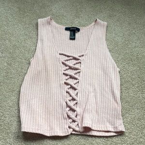 Forever 21 Pink crop top with Cut out middle piece, NWOT